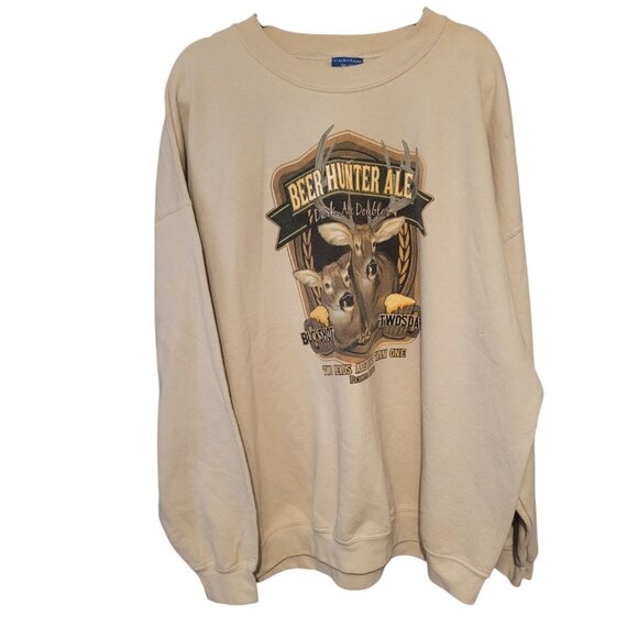 Vintage Puritan Men’s Crewneck Sweatshirt “Beer Hunter Ale” Buck Doe Beer Sz 3X - Picture 1 of 7